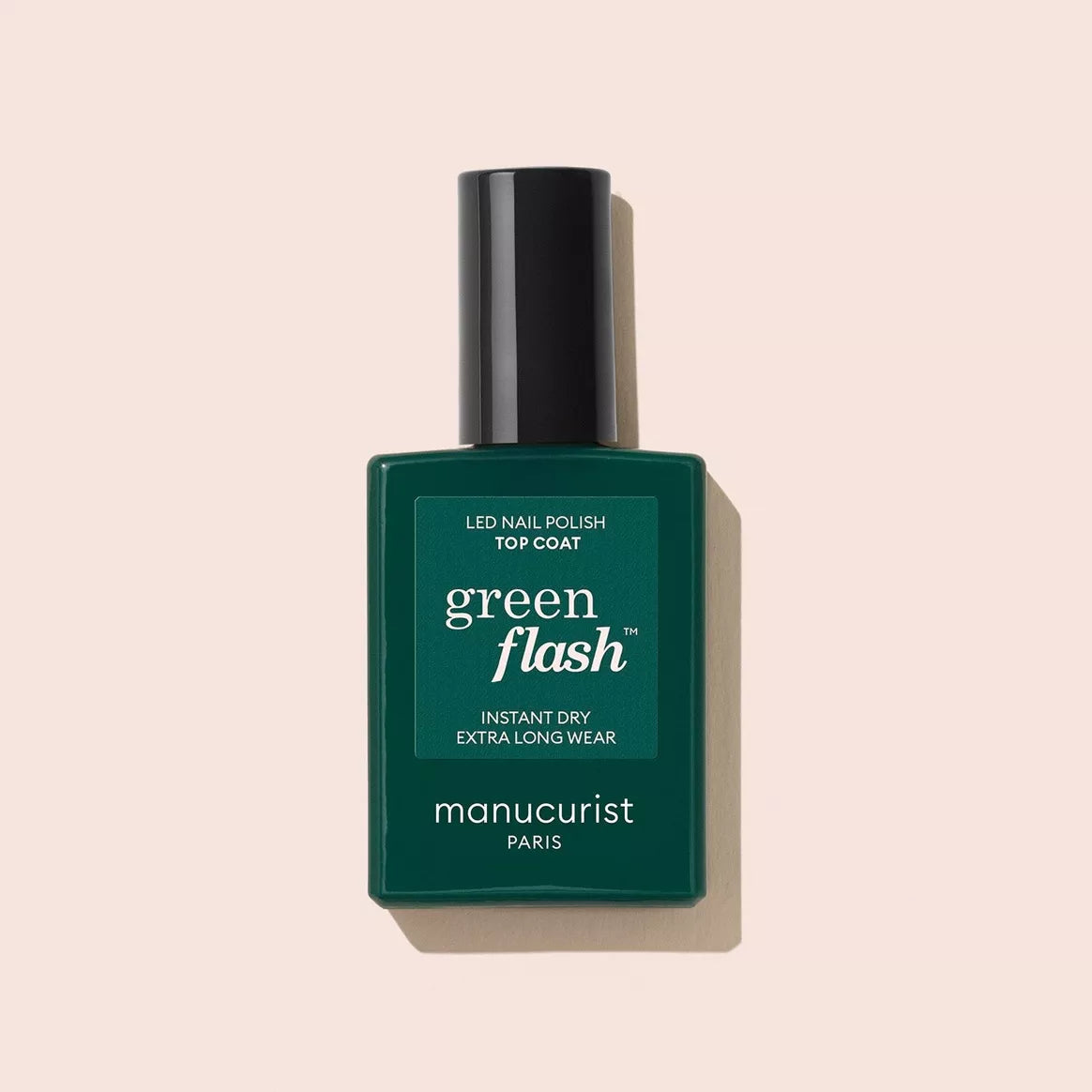 Flacon de Top Coat Green Flash™ Manucurist – vernis de finition LED, séchage instantané et tenue extra longue.