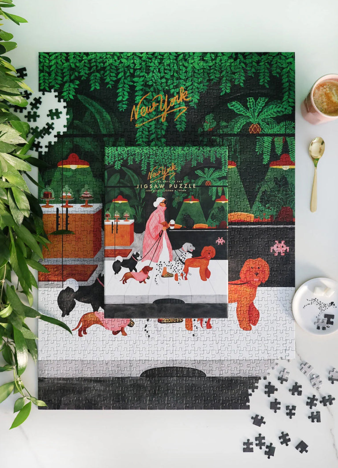 Puzzle Dog Sitter All The Ways To Say en cours d’assemblage sur une table, ambiance cocooning et moments partagés autour d’une activité détente.