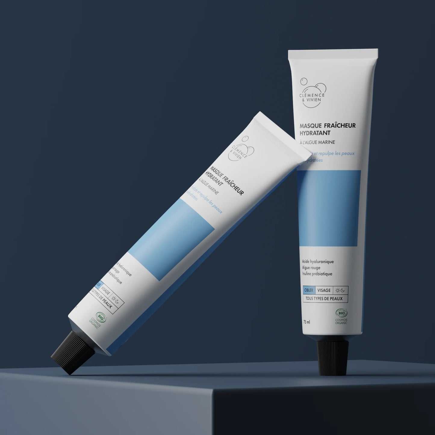 Masque fraîcheur hydratant Clémence & Vivien à l’algue marine, soin visage bio pour peaux déshydratées.