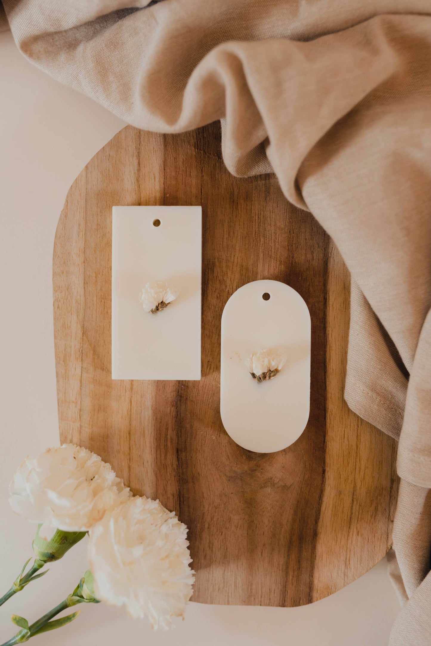 Détails des tablettes parfumées artisanales “Fleur de Coton”.