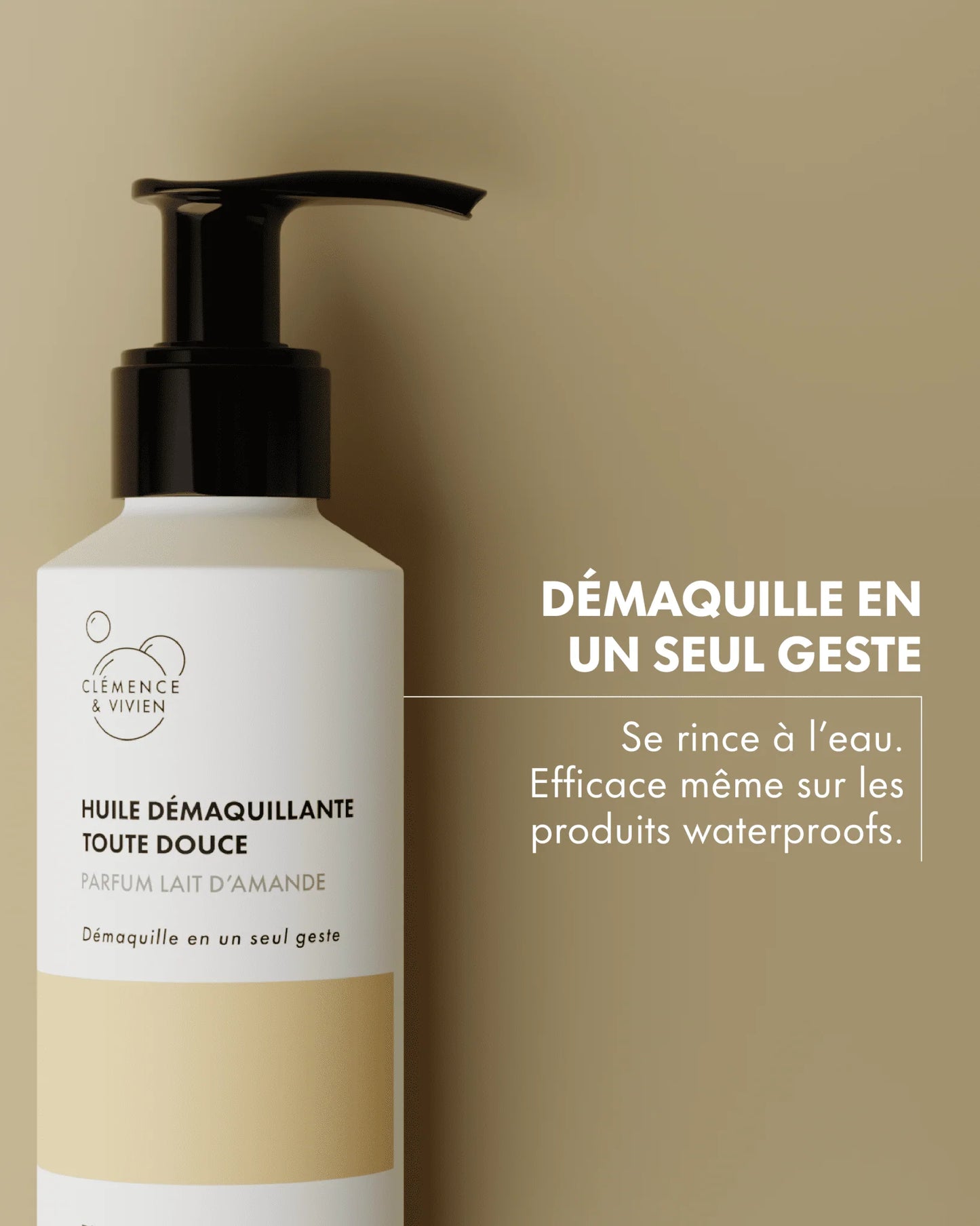 Zoom sur l’Huile Démaquillante Toute Douce Clémence & Vivien, un soin qui élimine maquillage et impuretés en un seul geste, même sur les produits waterproof.